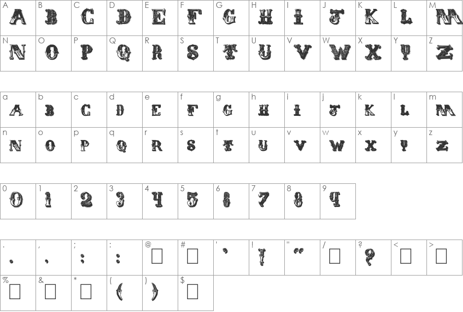 Eminent font character map preview