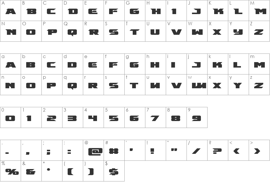 Emissary Super-Italic font character map preview