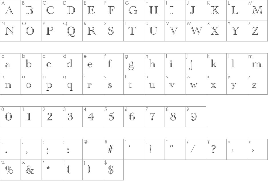 EmmaBecker font character map preview