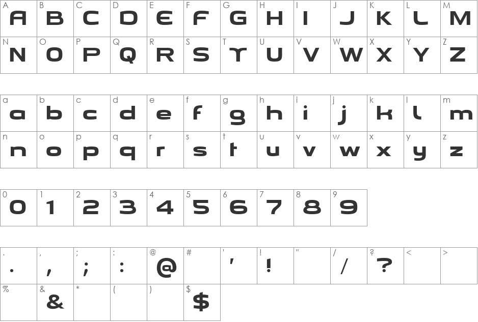 Emmanuelle font character map preview