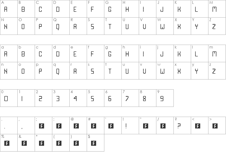Emmental font character map preview