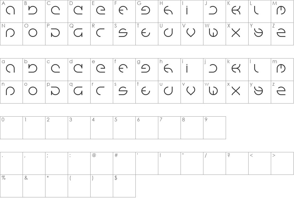 emmilia font character map preview