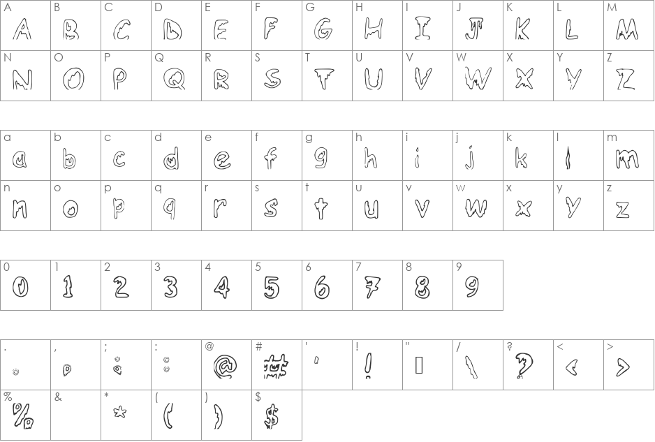 EmoO font character map preview