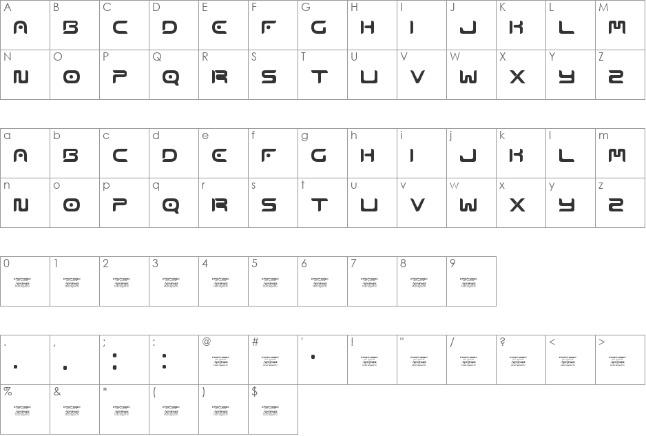 Emophonic font character map preview