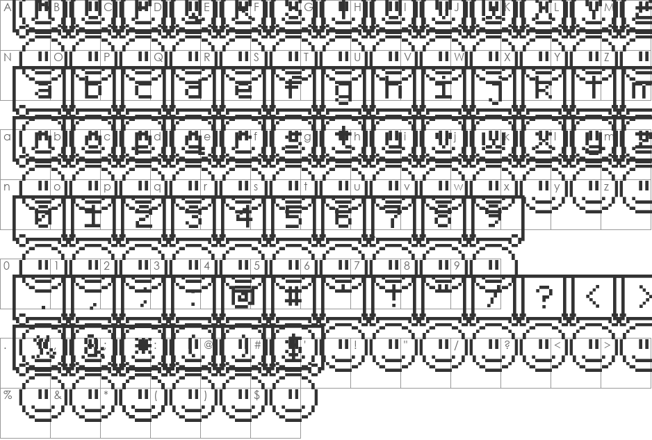 Emote Letters font character map preview