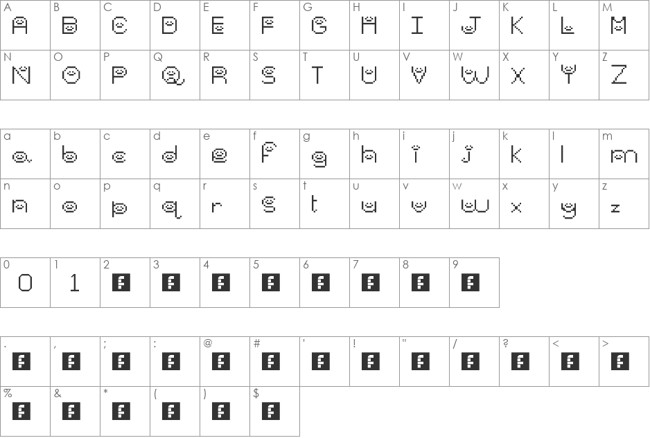 Emoticon font character map preview