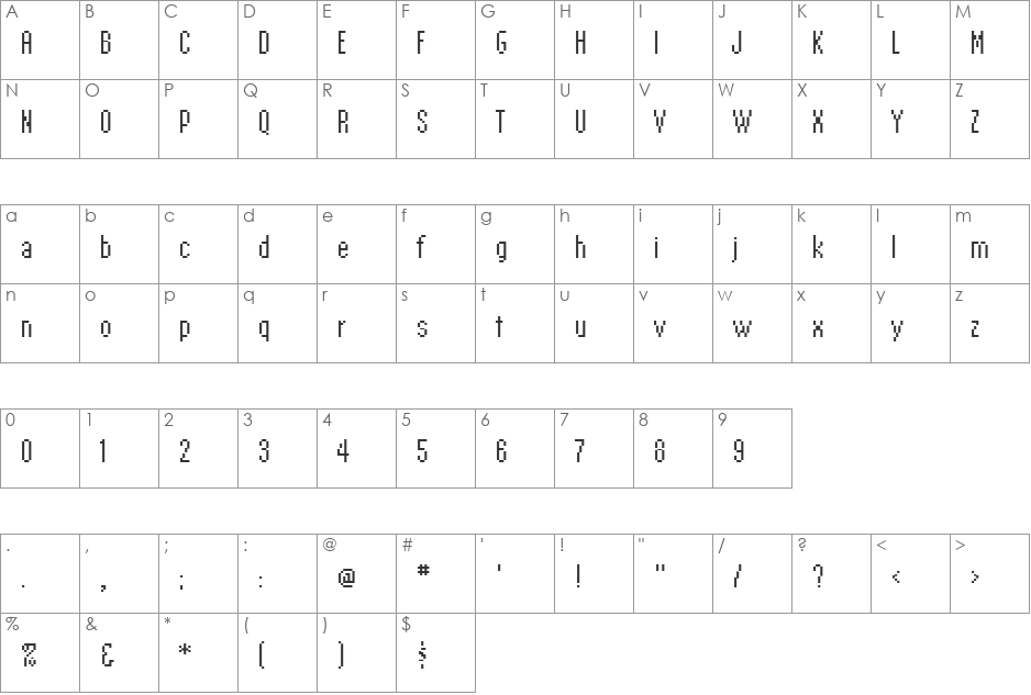 EmperorTen font character map preview