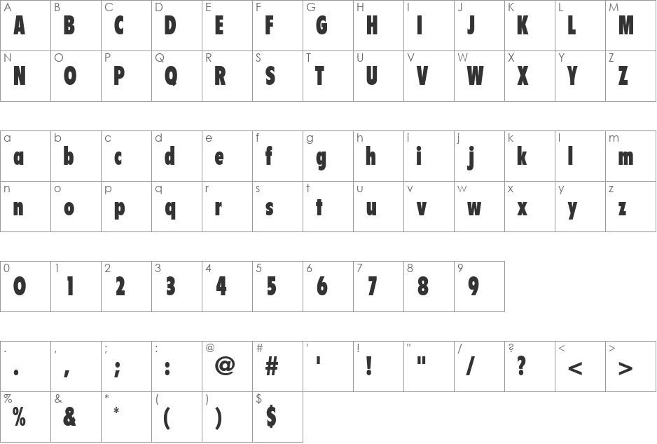 EmphasisBlackCondSSi font character map preview