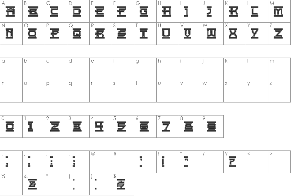 EmpireState font character map preview