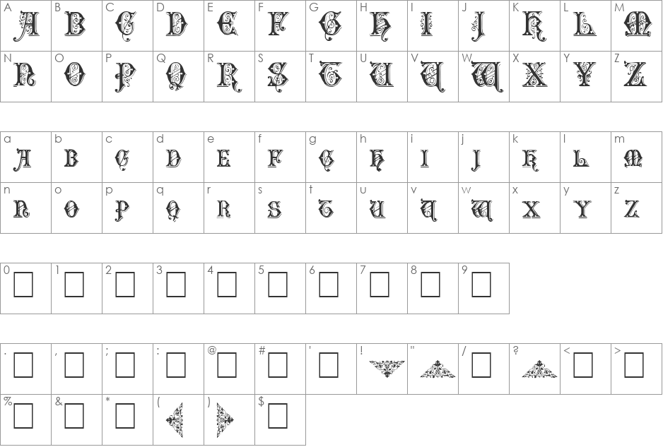 EmporiumCapitals font character map preview