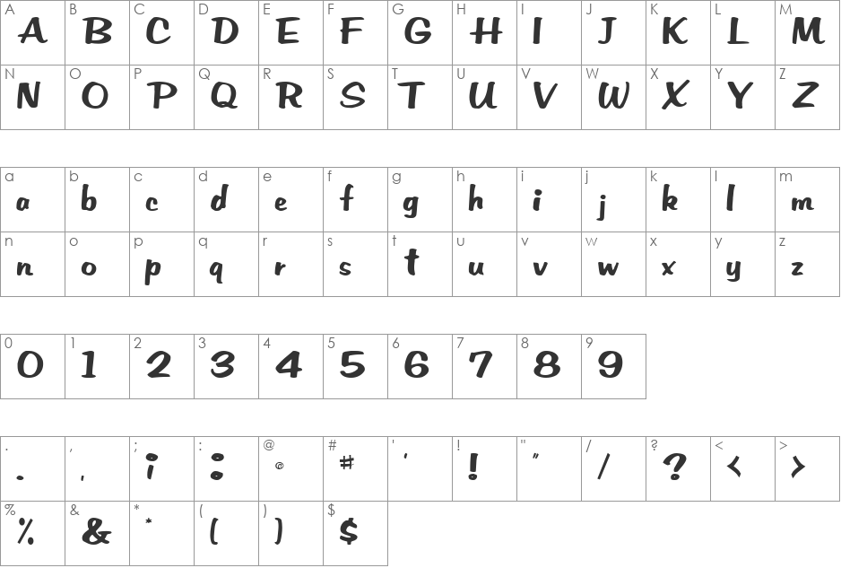 EmPower42 font character map preview
