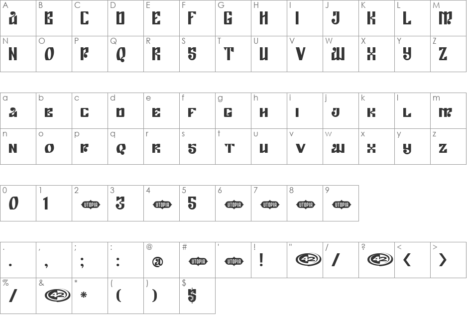 Empyra font character map preview