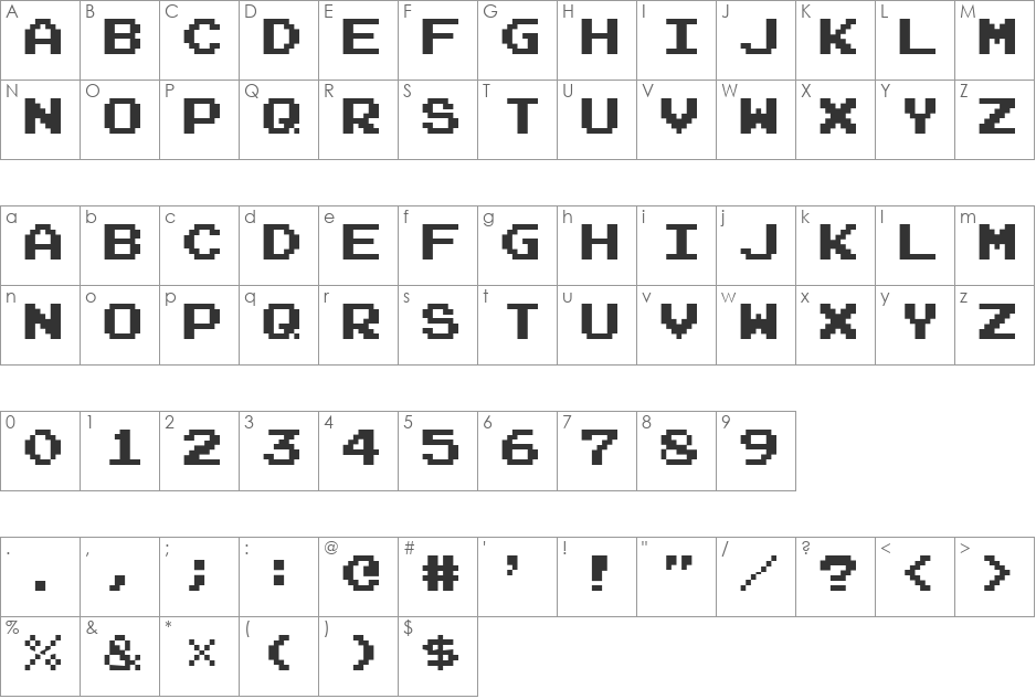 Emulogic font character map preview