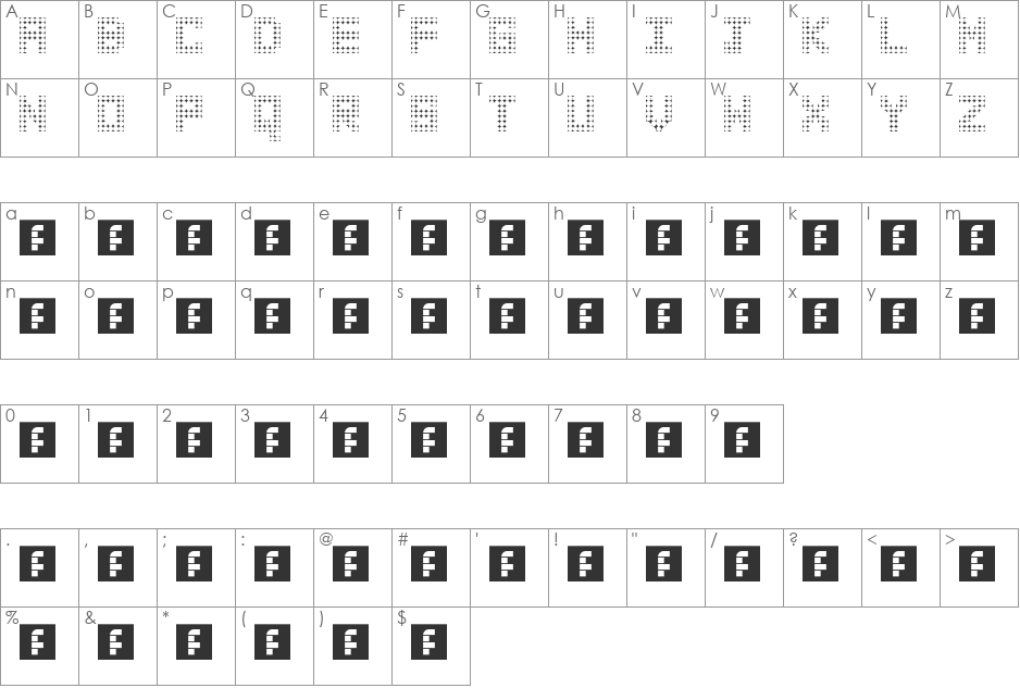 en broken grill font character map preview