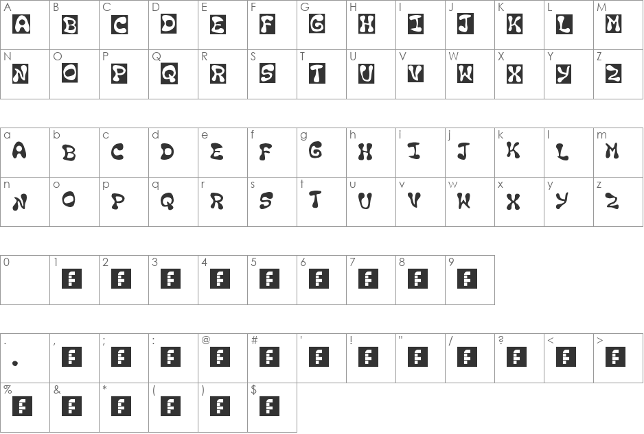 en drawn n cut font character map preview