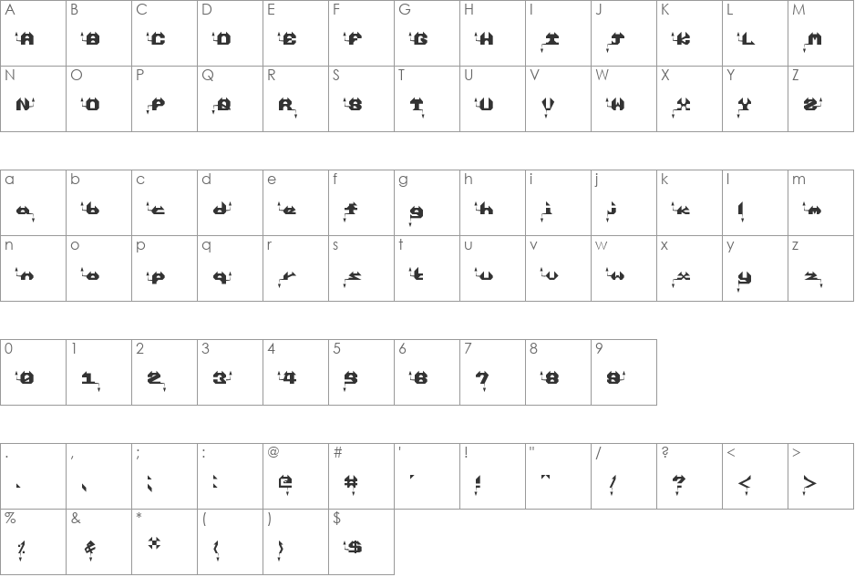 en evil devils font character map preview