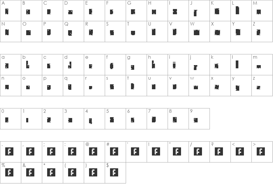 en fatty font character map preview