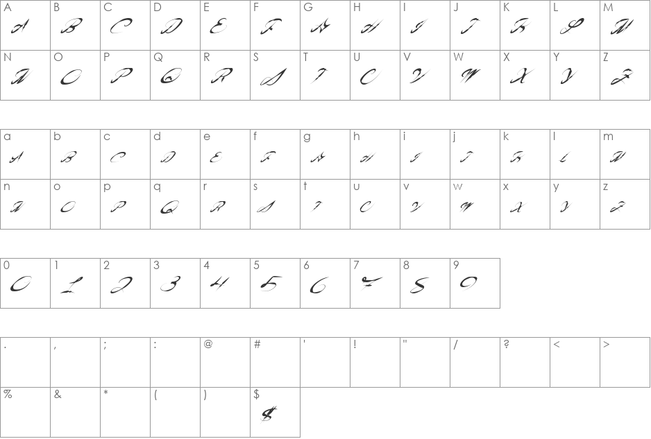 AmericanWestern font character map preview