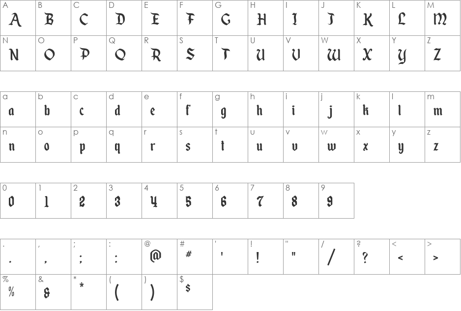 Enchanted Land font character map preview