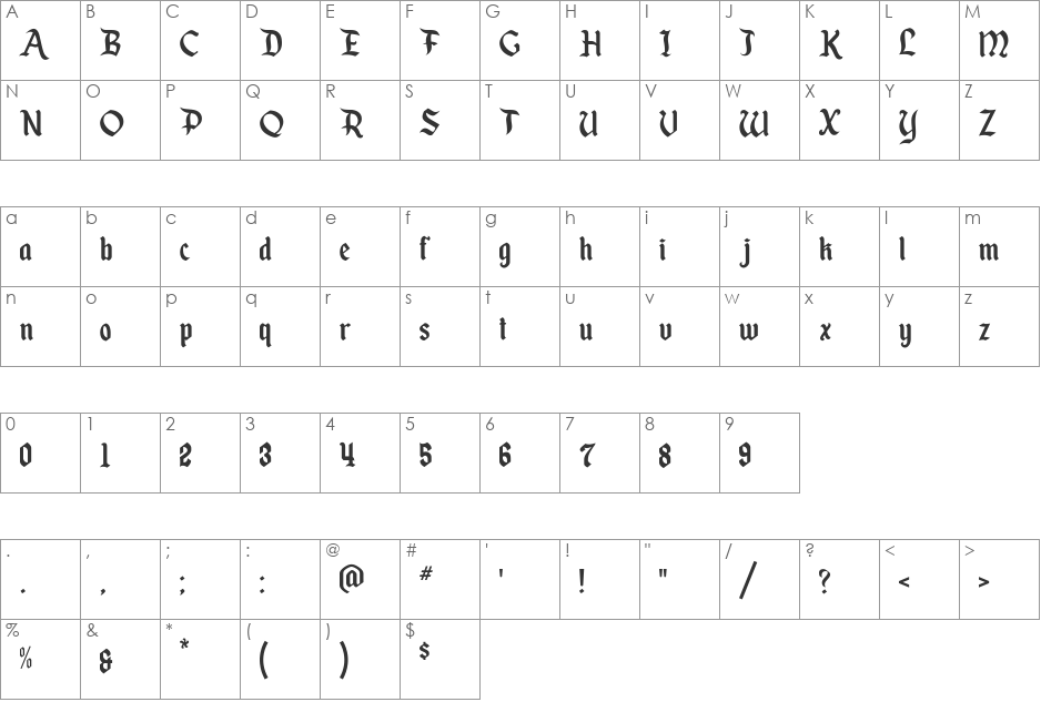 Enchanted Land font character map preview