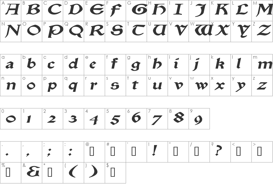 EnchantmentExtended font character map preview