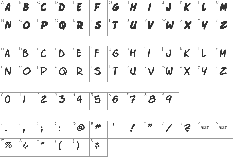 Enchilada font character map preview