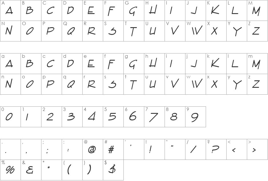 Encino font character map preview