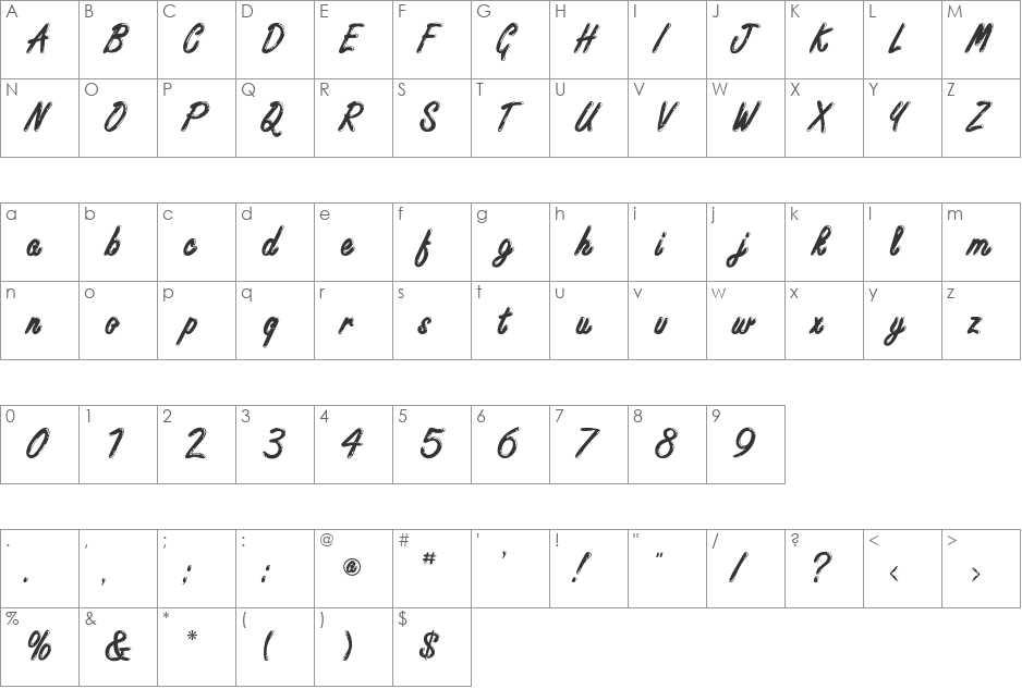 Encino font character map preview