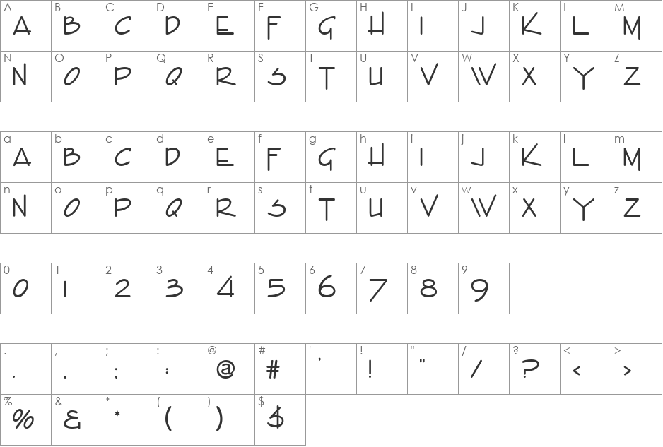 Encino Caps font character map preview