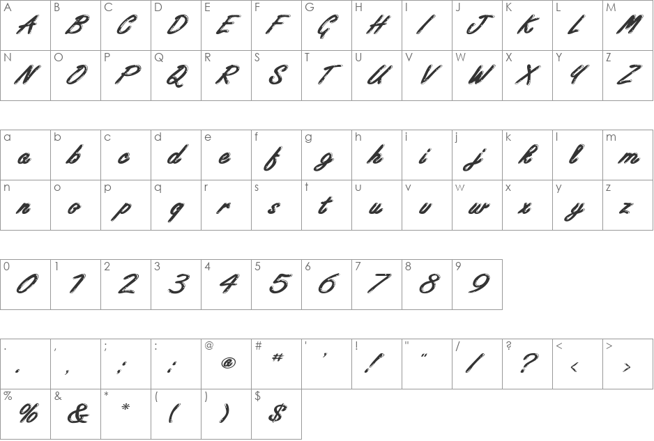 Encino Wide font character map preview