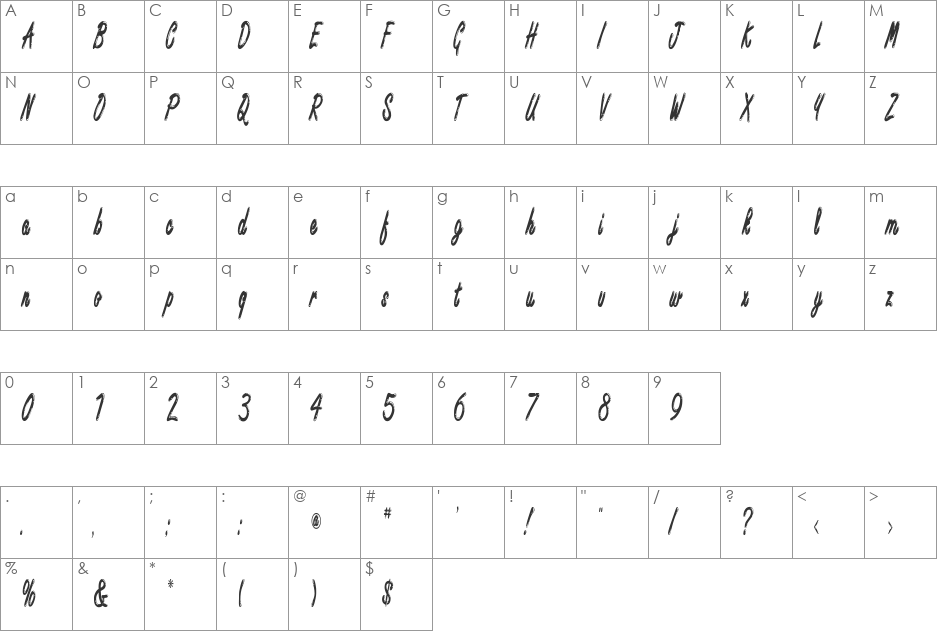 Encino Xtra Condensed font character map preview