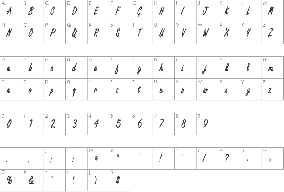 Encino-CN font character map preview