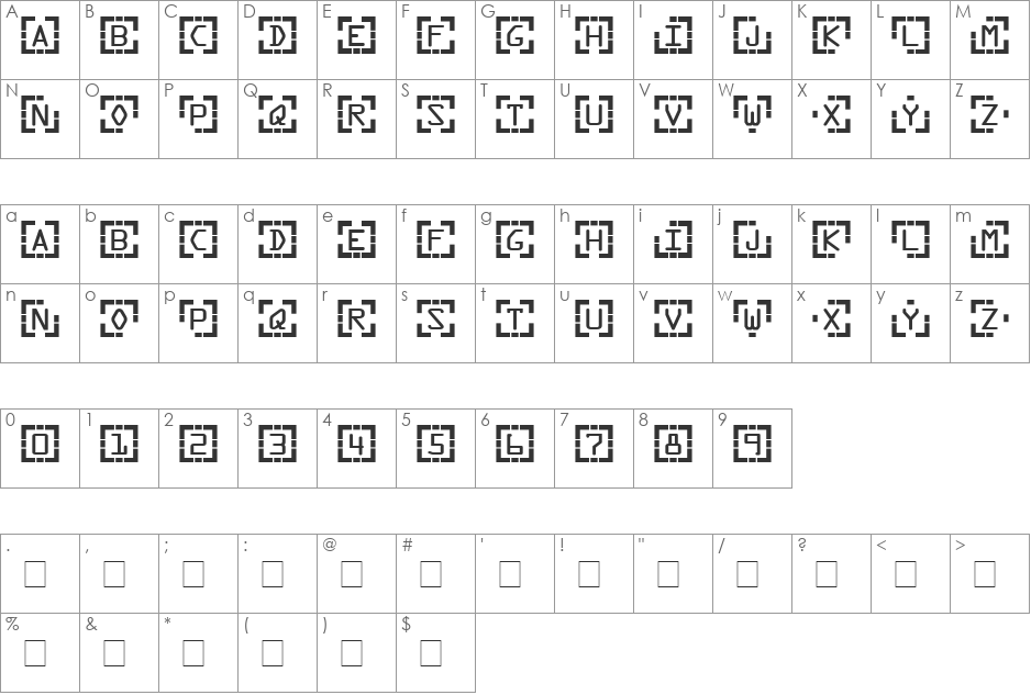 Encounter font character map preview
