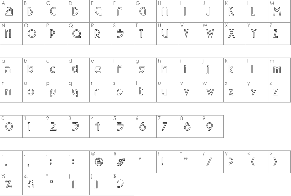 EncounterOutline font character map preview