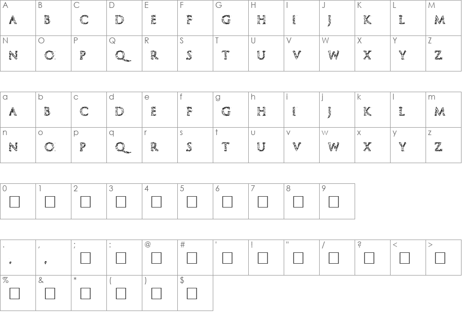 End of Path font character map preview