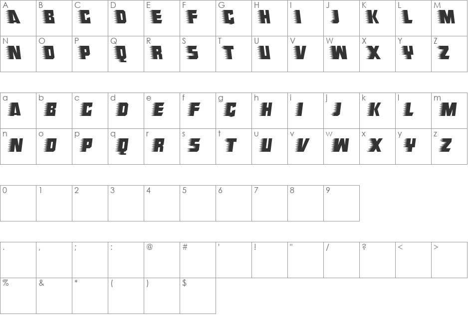 Endeavour forever font character map preview