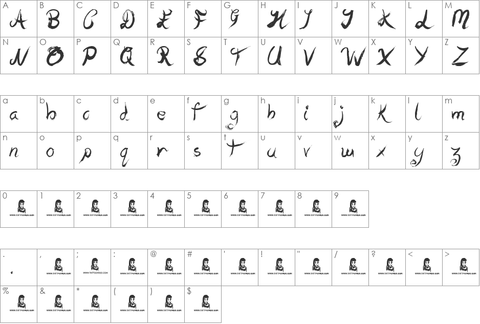 Endless Road font character map preview