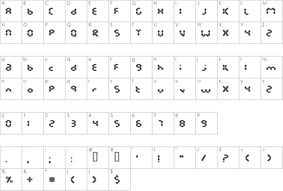 EndlessShowroom font character map preview