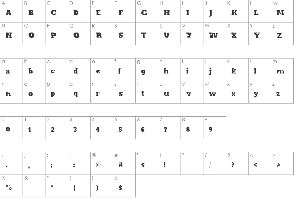 EndOfEra font character map preview