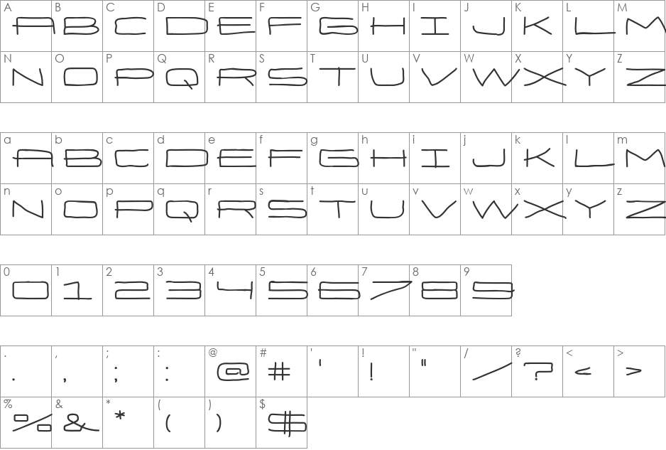 Eneas Expanded Bold font character map preview