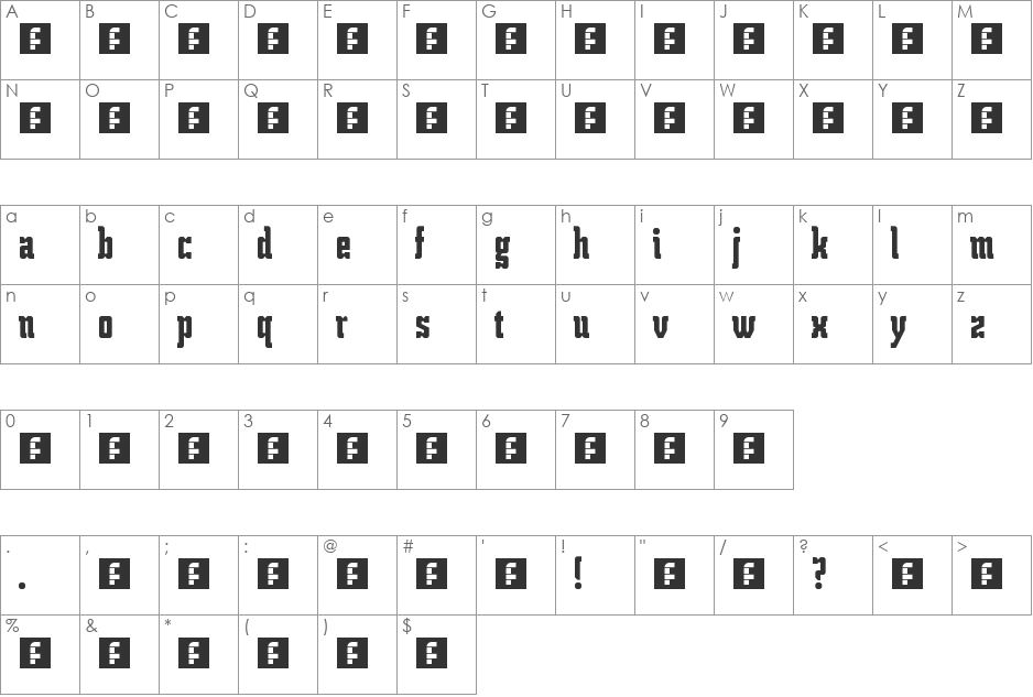 ENG T font character map preview