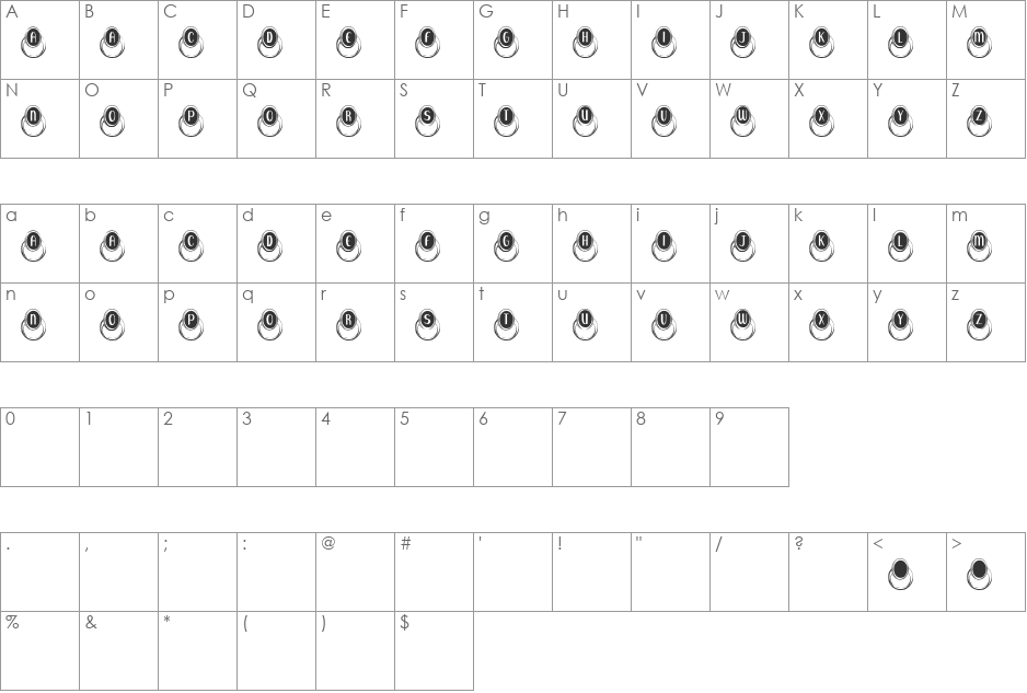 Engaged font character map preview