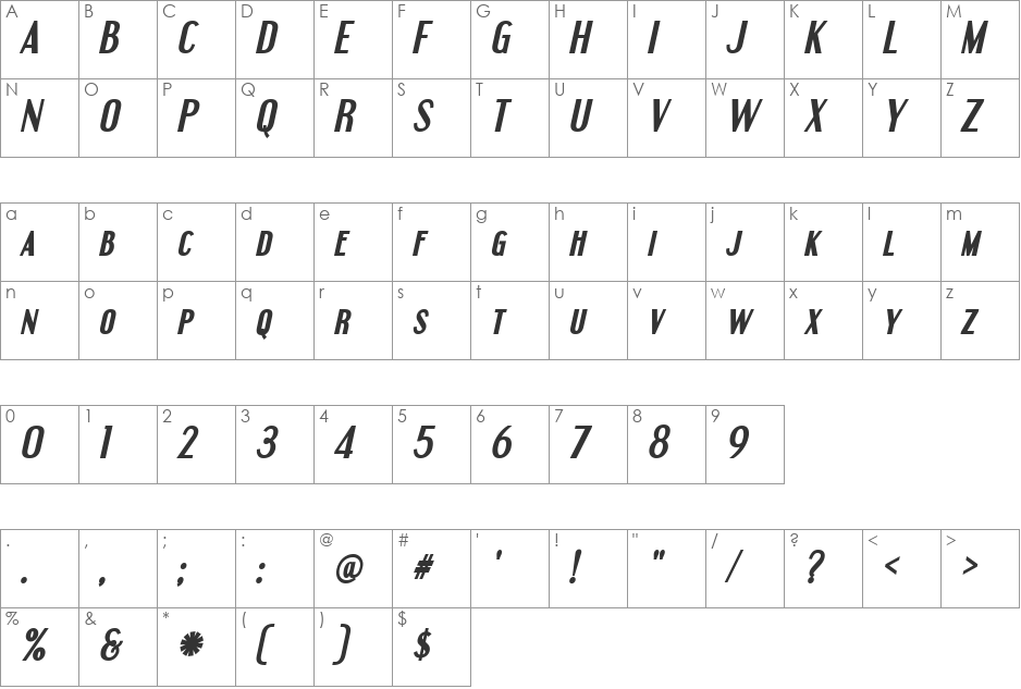 Engebrechtre font character map preview