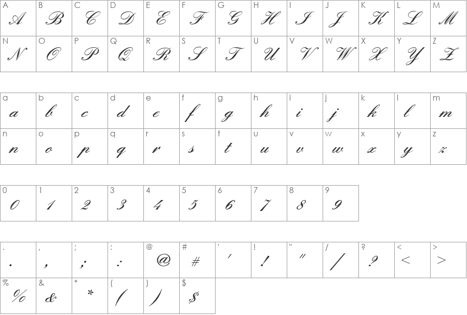 Englische Becker Join Demi Bold font character map preview