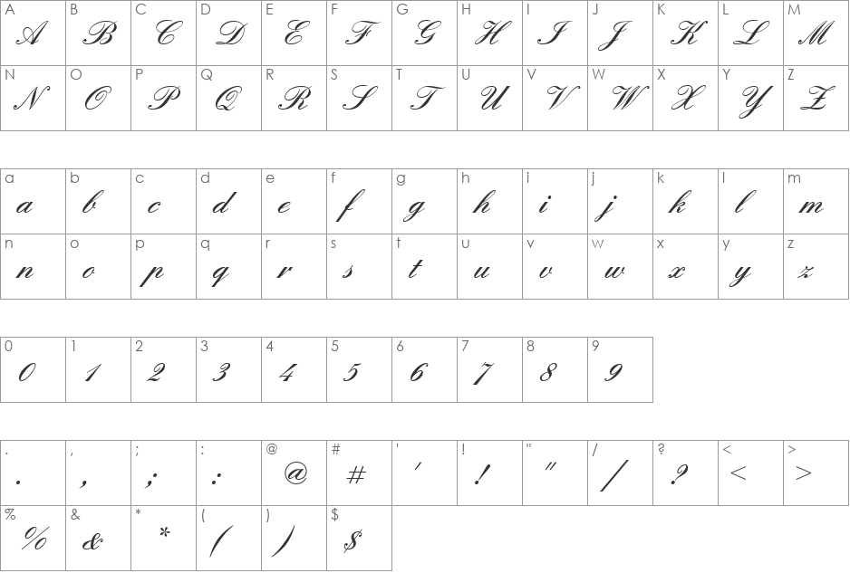 EnglischeSchTDemBol font character map preview