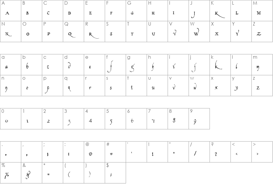 Americratika font character map preview