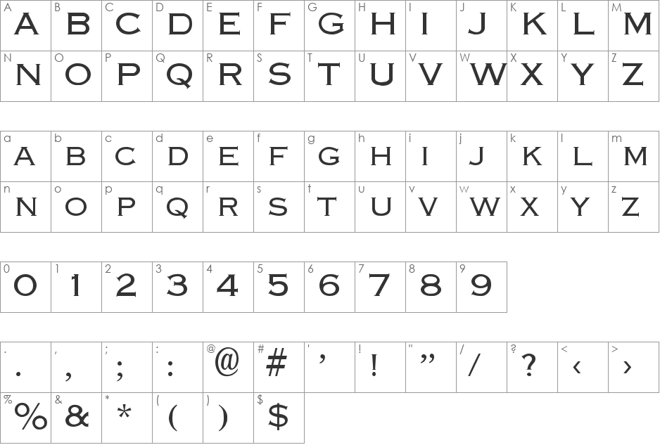 Engraver font character map preview