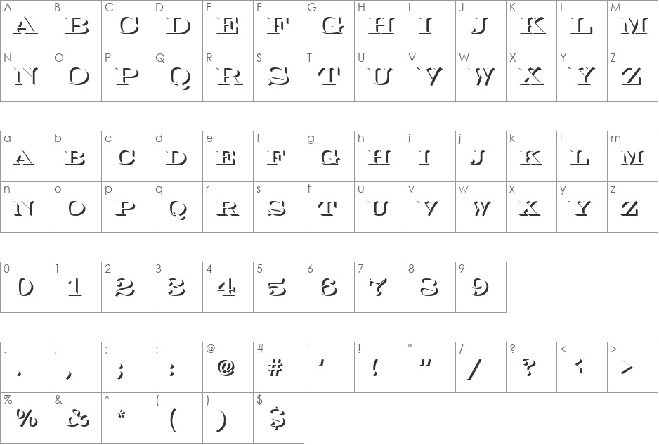 EngraversOnlShaDBol font character map preview