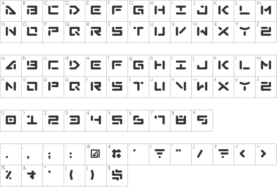 Abduction font character map preview