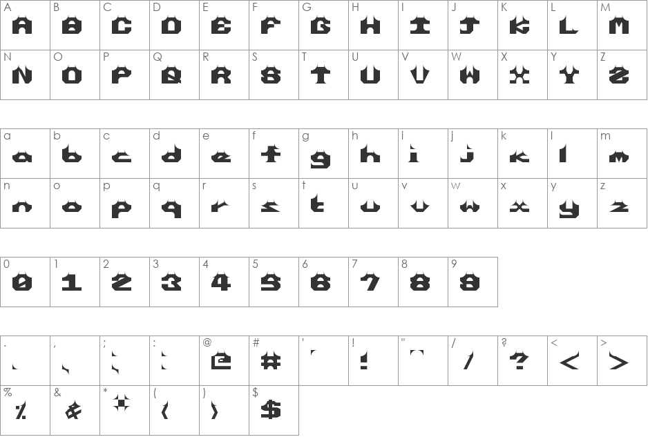 enhorns font character map preview